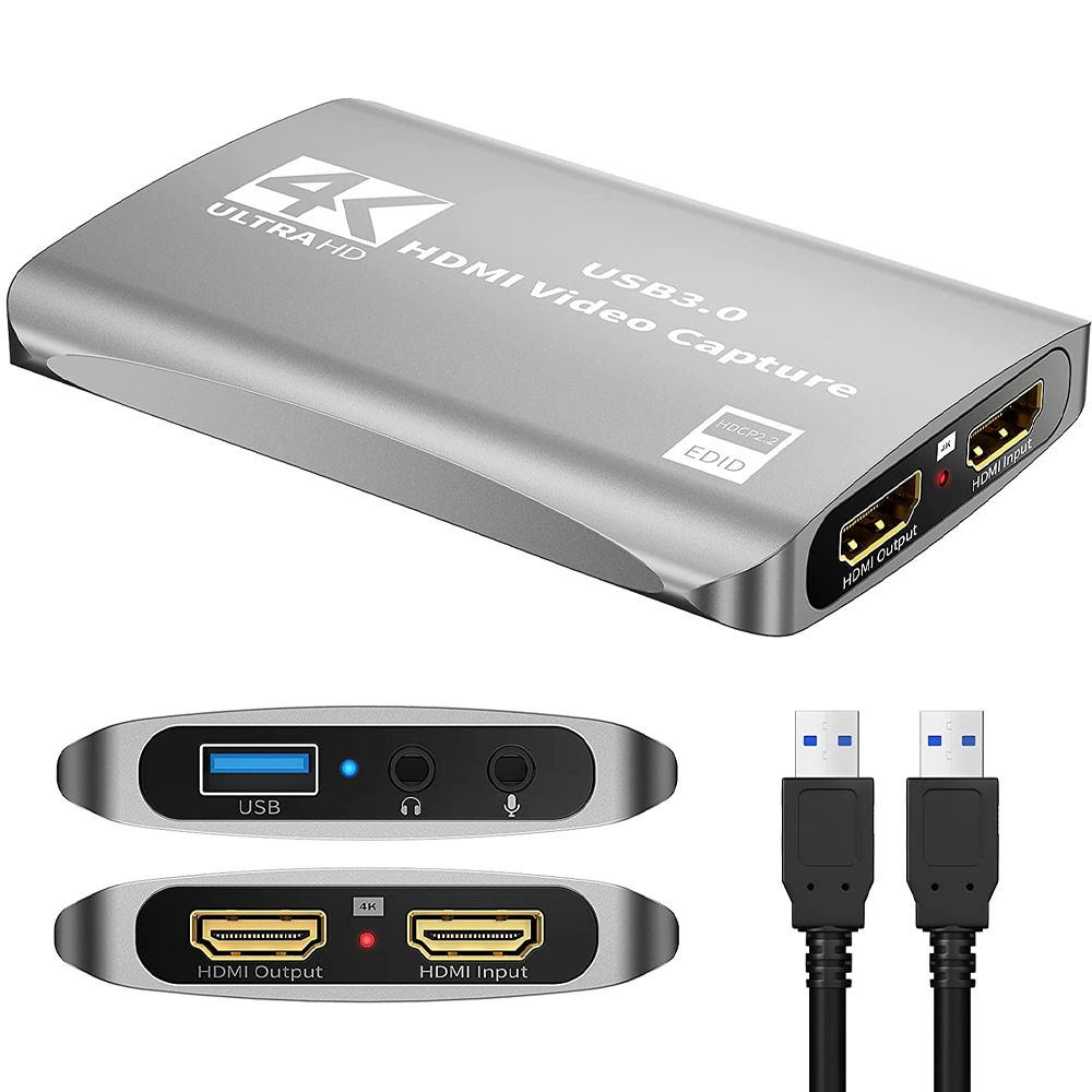 HD Video Capture Card 4K 60fps USB 3.0 Loop-out HDMI-compatible With Audio Mic Streaming For PS4 5 Nintendo Switch Game Capture