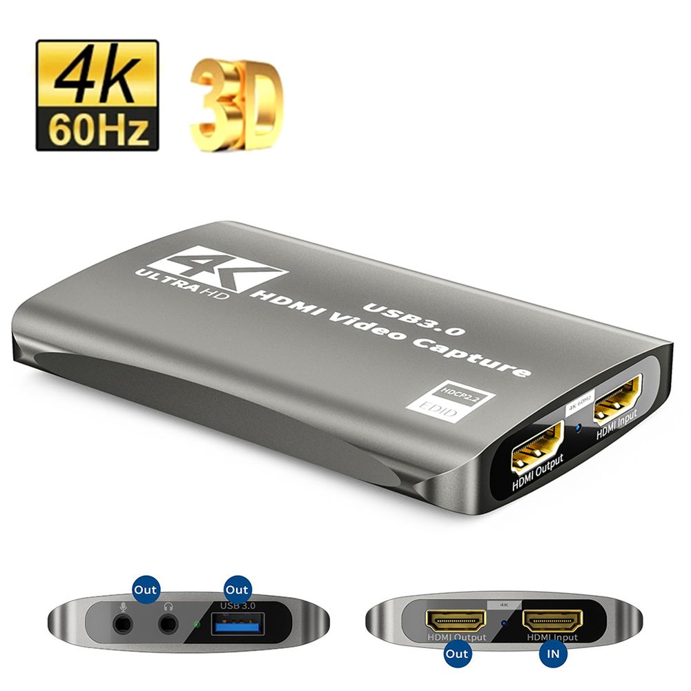 HD Video Capture Card 4K 60fps USB 3.0 Loop-out HDMI-compatible With Audio Mic Streaming For PS4 5 Nintendo Switch Game Capture