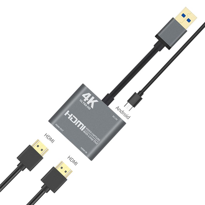 4K USB 3.0 To HDMI Video Capture Card 1080P OBS Game Capture Card With Loop Out Live Broadcast Record Box For Desktop/Laptop