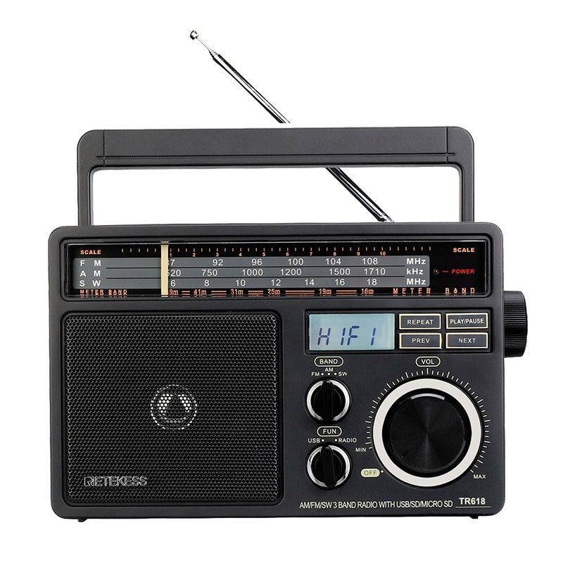 TR618 Portable Radio FM AM SW Radio Receiver With Digital MP3 Player Loud Volume Big Speaker And Handle For Home Garage