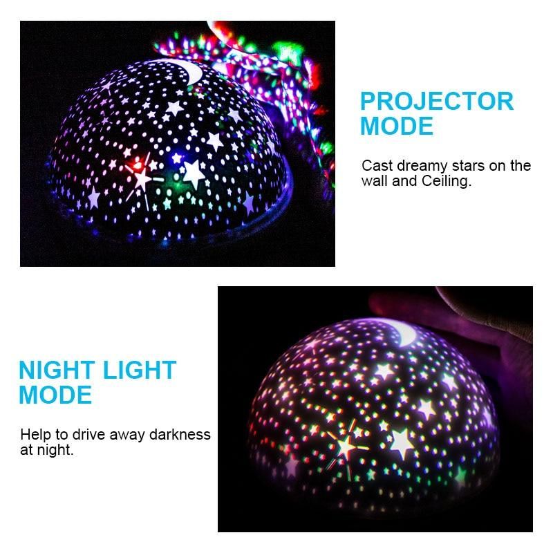 Star Projector Lamp Children Bedroom LED Night Light Baby Lamp Decor Rotating Starry Nursery Moon Galaxy Projector Table Lamp