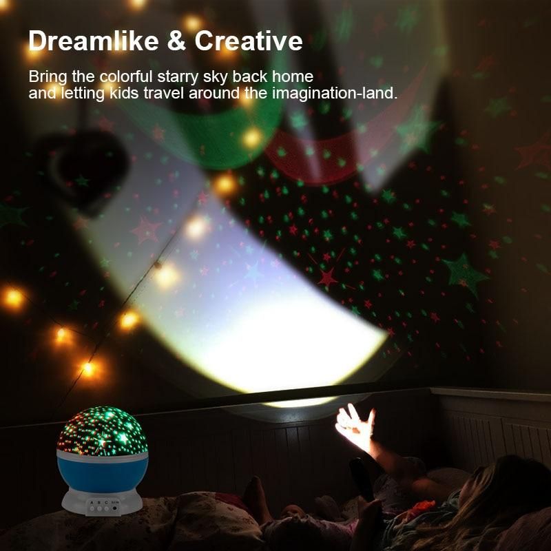 Star Projector Lamp Children Bedroom LED Night Light Baby Lamp Decor Rotating Starry Nursery Moon Galaxy Projector Table Lamp