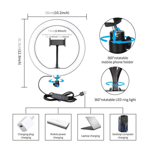 Automatic Led Ringlight With Stand And MIC & BT Remote