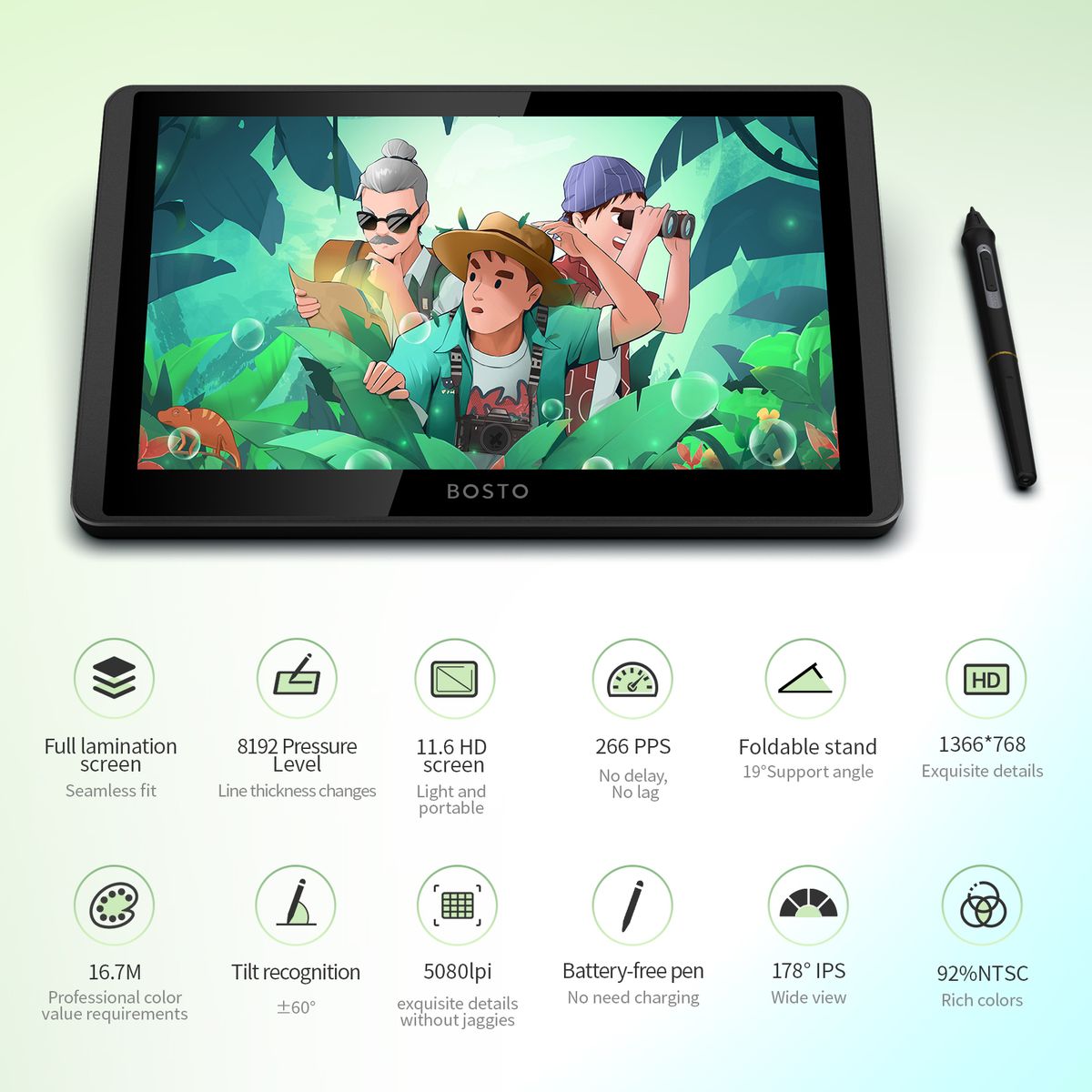 12HD-A H-IPS 11.6‘' LCD Graphics Drawing Tablet With Pen