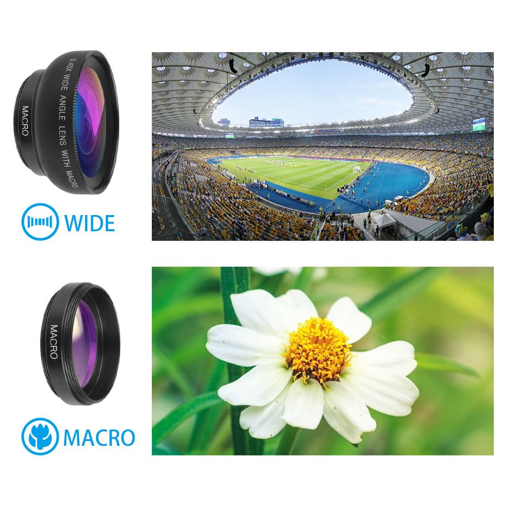 Phone Lens Kit - 0.45X Super Wide Angle & 12.5X Super Macro