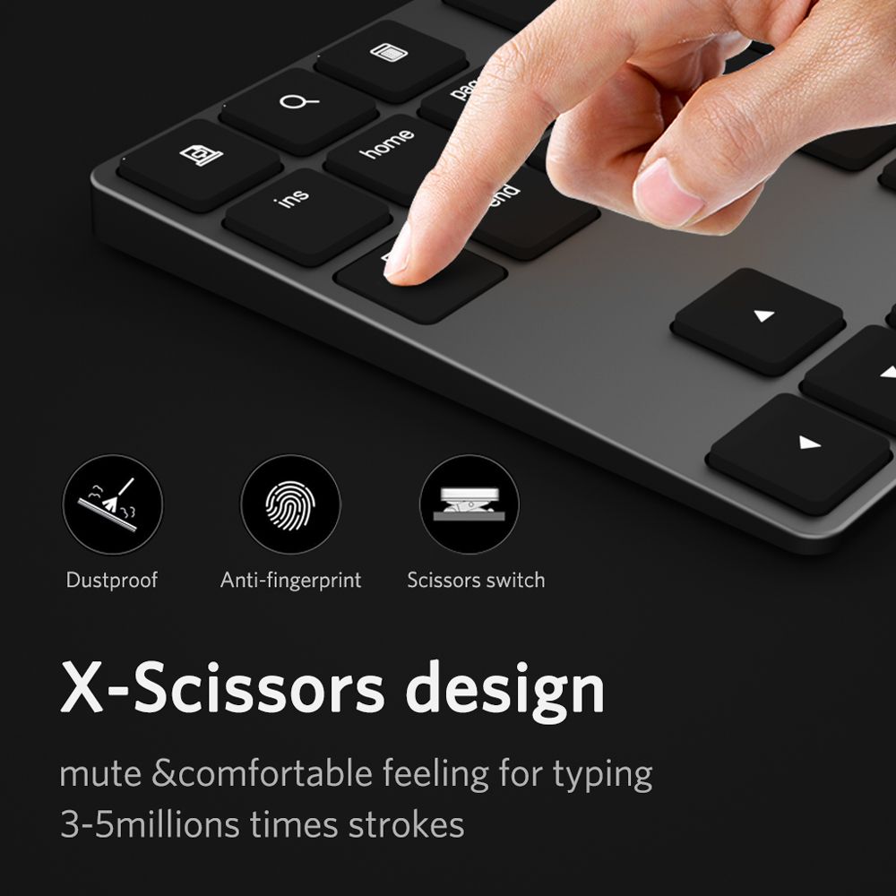 Wireless Numeric Keyboard Aluminium 34 Key BT Keyboard