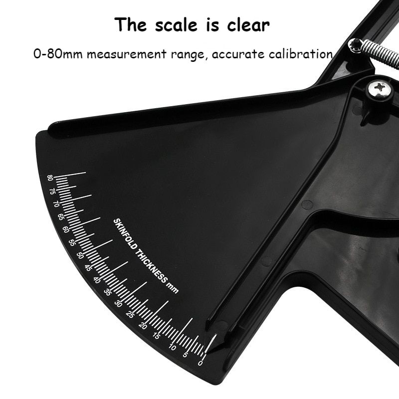 80mm Skinfold Caliper Body Fat Caliper Body Fitness Tester Analyzer Fat Measure Slimming Measurement Tool White
