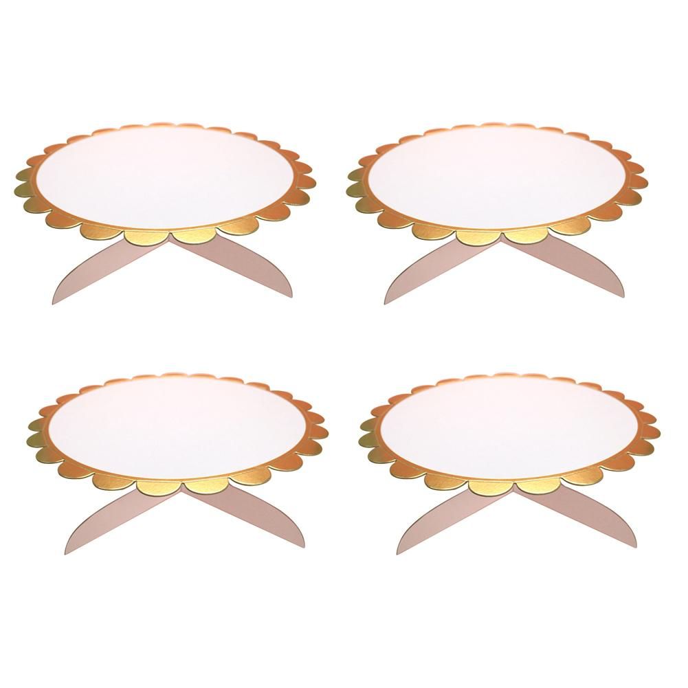 4Pcs Paper Cake Tray Flower Shape Single Layer Dessert Tray-
