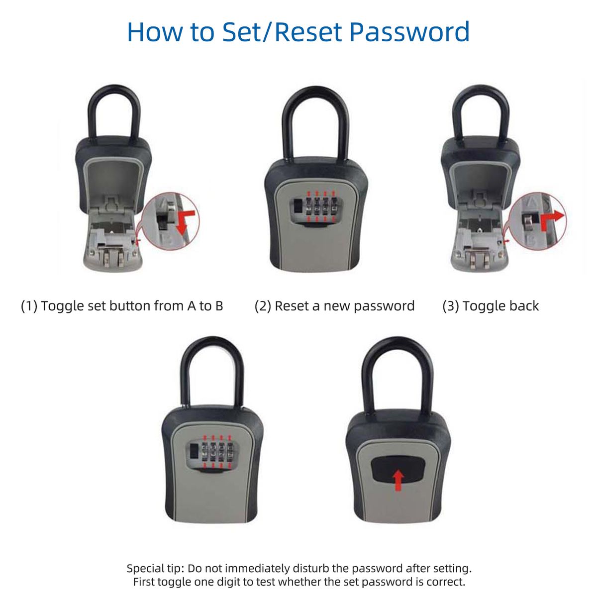 Key Storage Lock Box With Dust Cover Aluminum Alloy 4-Digit