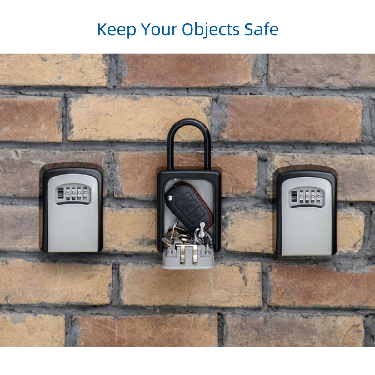 Key Storage Lock Box With Dust Cover Aluminum Alloy 4-Digit
