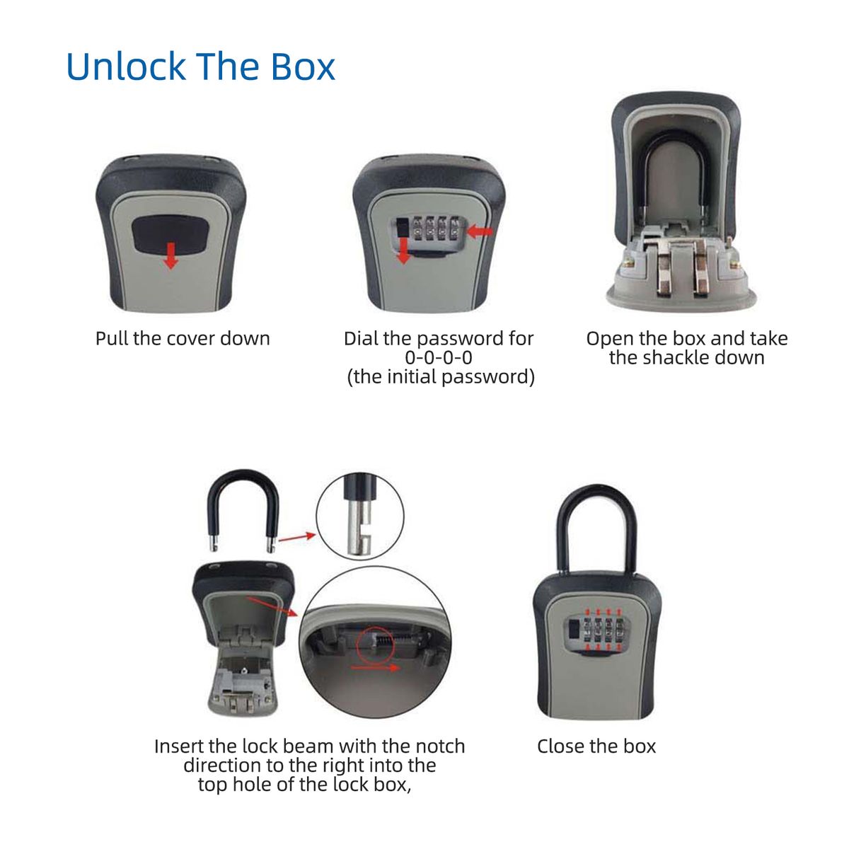 Key Storage Lock Box With Dust Cover Aluminum Alloy 4-Digit