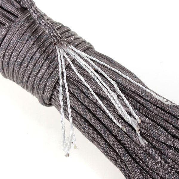 10ft 3M Reflective 550 Nylon Paracord Parachute 7 Cord Lanyard Strand Core Light Grey Light Grey