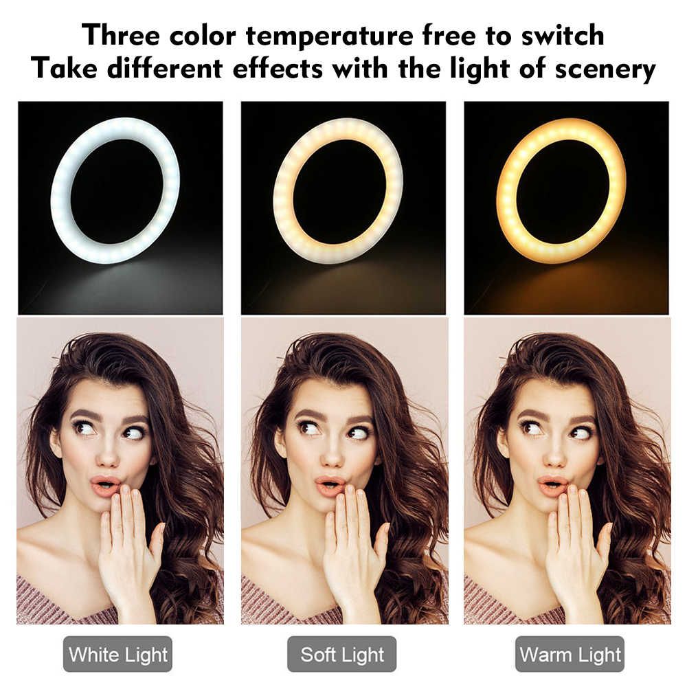 3 In 1 6 Inches 3 Light Mode Desktop Adjustable Ring Light.Powered By USB Phone Charger,Laptop,Power Bank