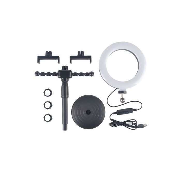3 In 1 6 Inches 3 Light Mode Desktop Adjustable Ring Light.Powered By USB Phone Charger,Laptop,Power Bank