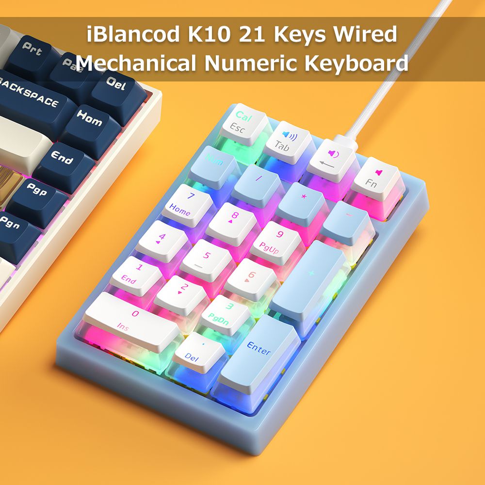 K10 21 Keys Wired Mechanical Numeric Keyboard RGB