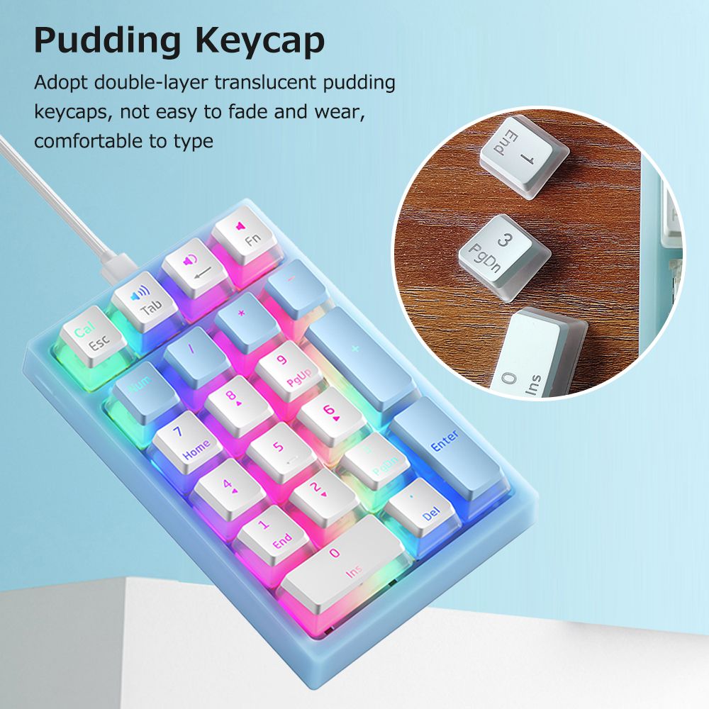 K10 21 Keys Wired Mechanical Numeric Keyboard RGB