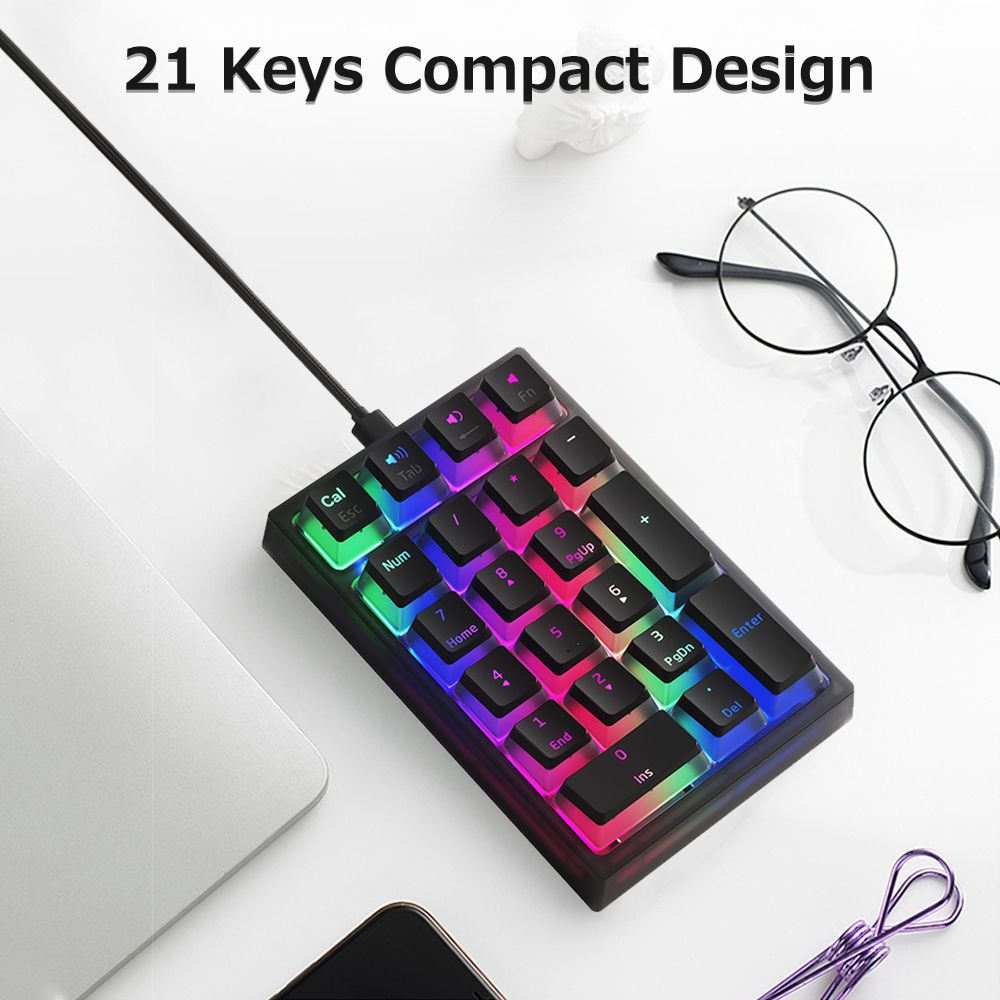 K10 21 Keys Wired Mechanical Numeric Keyboard RGB