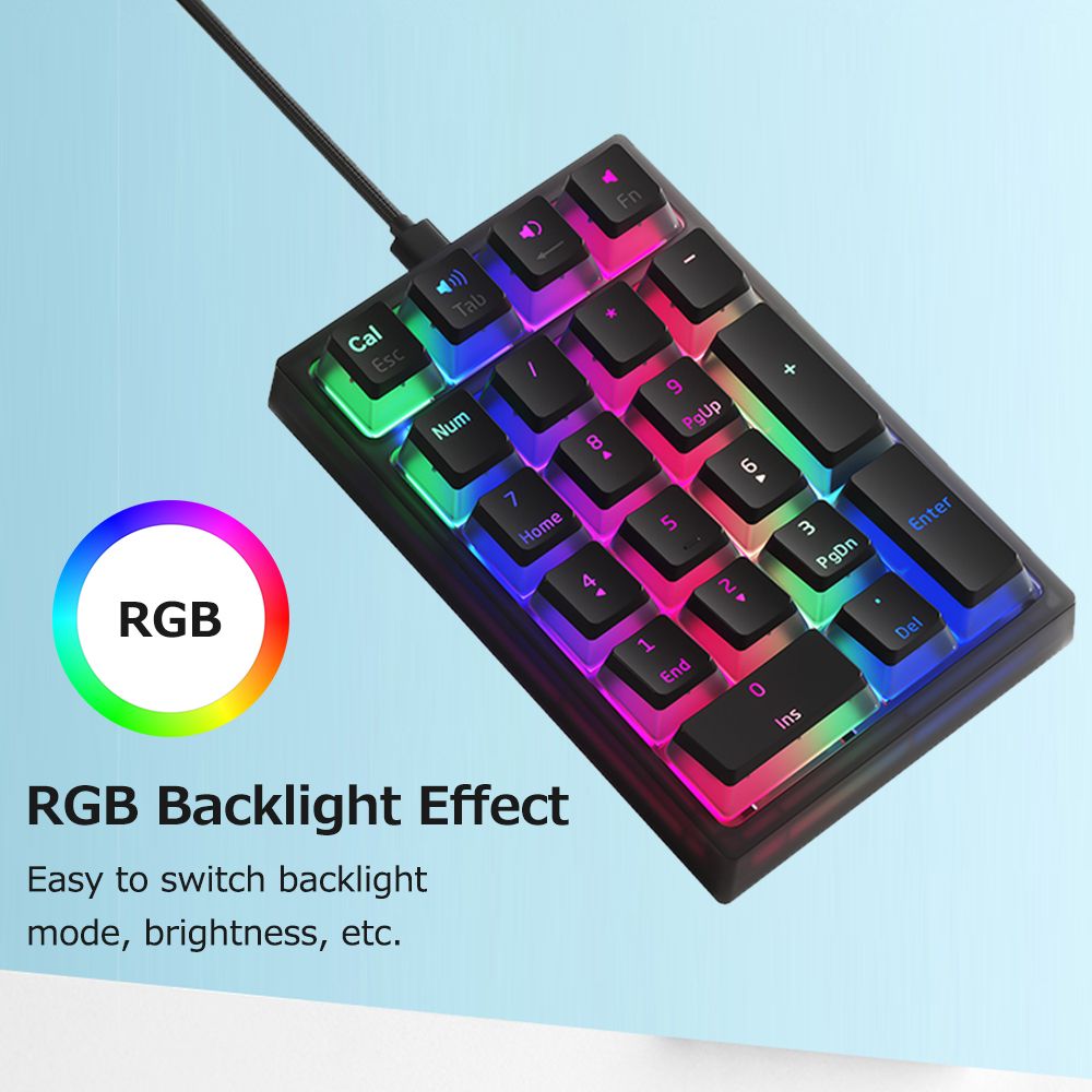 K10 21 Keys Wired Mechanical Numeric Keyboard RGB