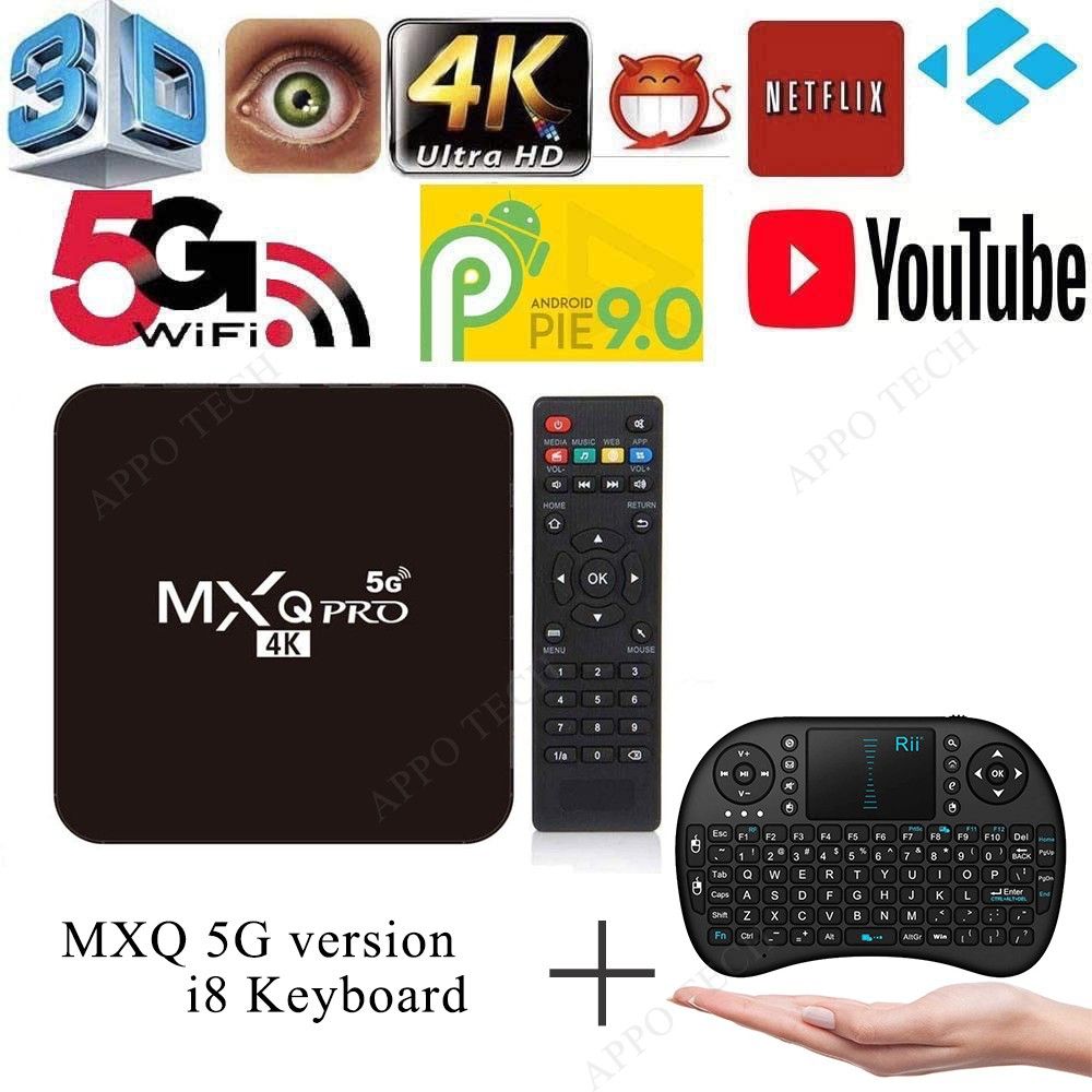100%  Genuine Original Smart Android Tv Box MXQ PRO 5G 4K+Wireless Keyboard