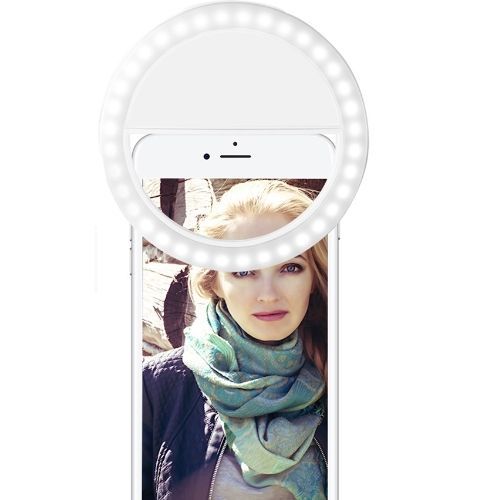 Rechargable Cellphone LED Mini Selfie Ring Light-White
