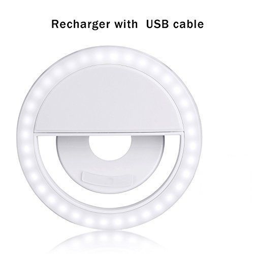 Rechargable Cellphone LED Mini Selfie Ring Light-White