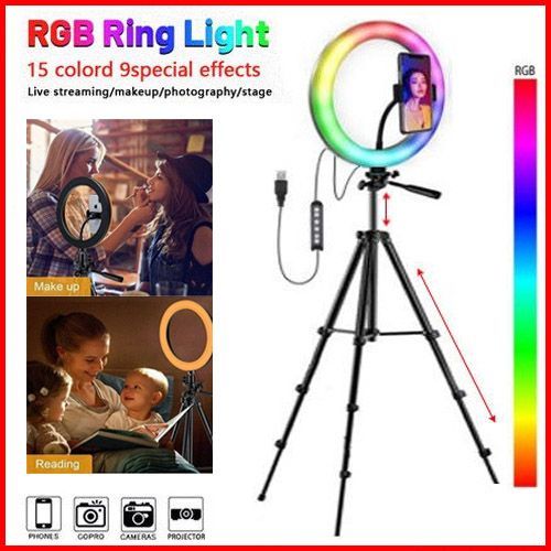 New 15 Colour RGBambient Ring Light + Phone Stand Tripod Set
