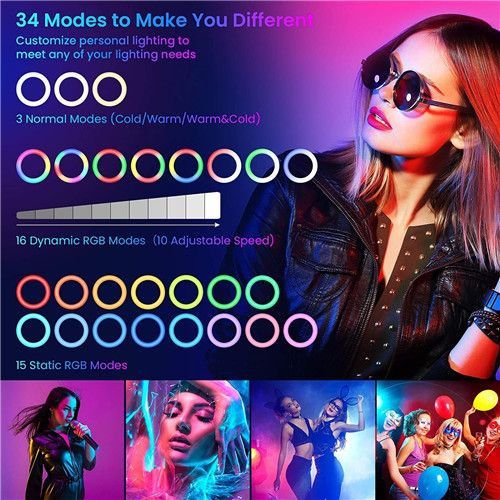 New 15 Colour RGBambient Ring Light + Phone Stand Tripod Set