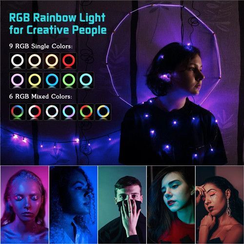 New 15 Colour RGBambient Ring Light + Phone Stand Tripod Set