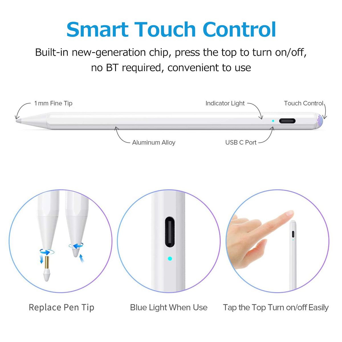 Active Capacitive Pen Stylus Pen Silicone Tip Palm