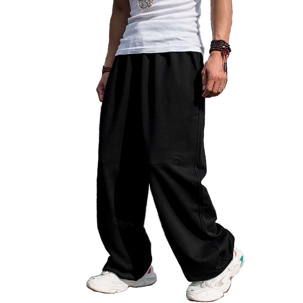 (Black)Plus Size Hiphop Sweatpants Men Casual Harem Joggers Loose Baggy Wide Leg