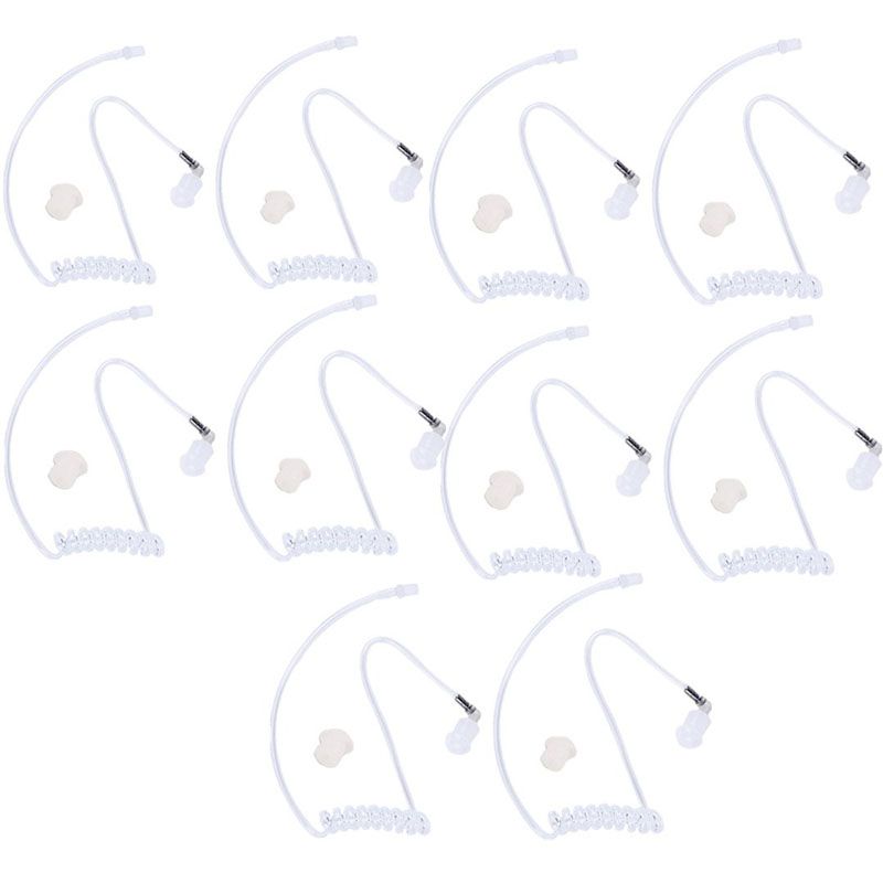 10PCS Replacement FBI Covert Acoustic Air Tube PTT Mic Earpiece Headset W/ Earbuds Fo