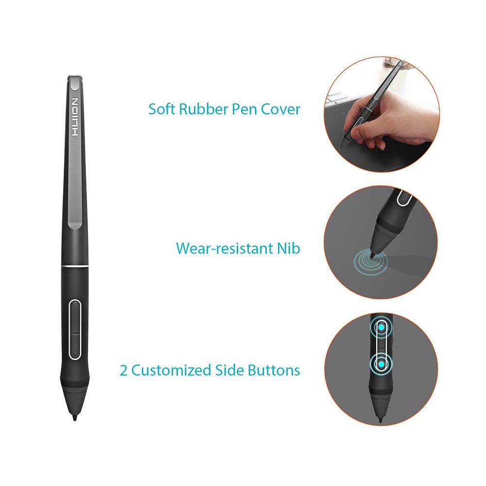 (Black)For HUION PW507 Battery-Free Stylus For Kamvas GT-156 PRO 12 / 13 / 16 20 2019 Digital Graphics Monitor Tablets Touch Screen Pen MAA