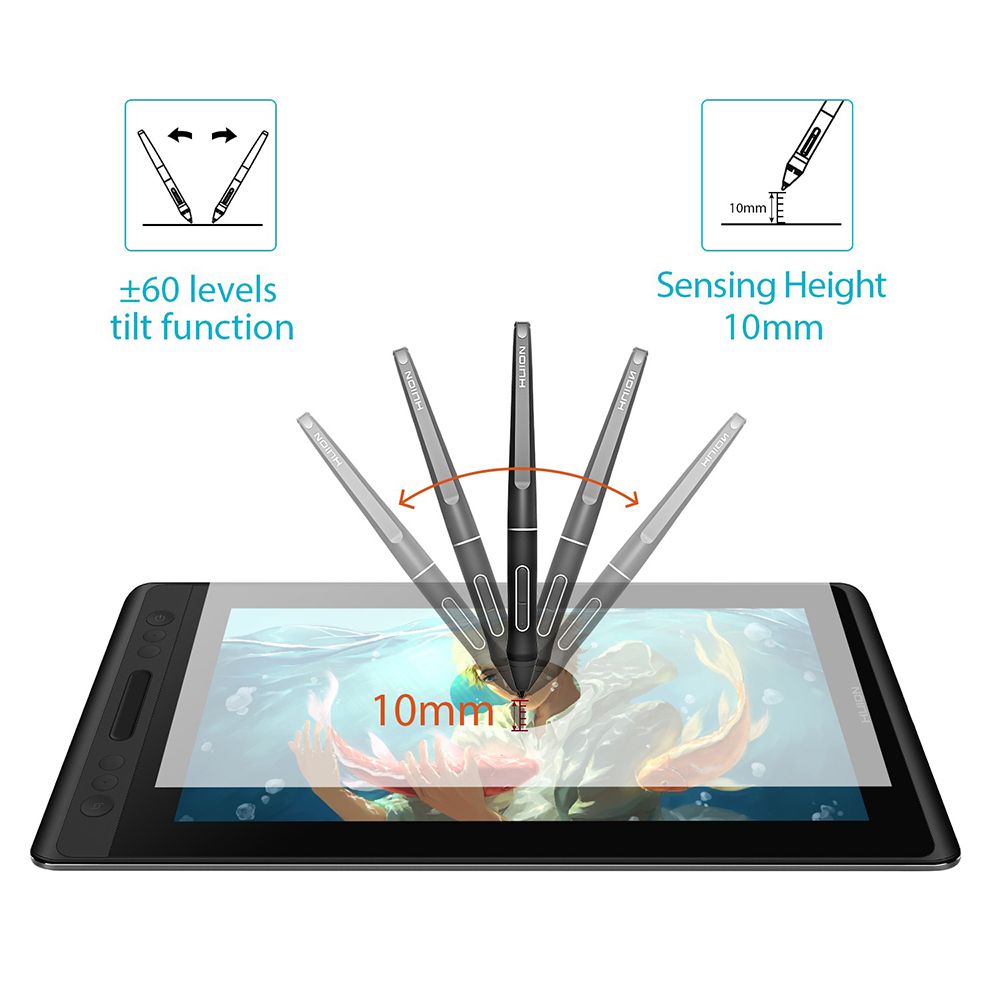 (Black)For HUION PW507 Battery-Free Stylus For Kamvas GT-156 PRO 12 / 13 / 16 20 2019 Digital Graphics Monitor Tablets Touch Screen Pen MAA