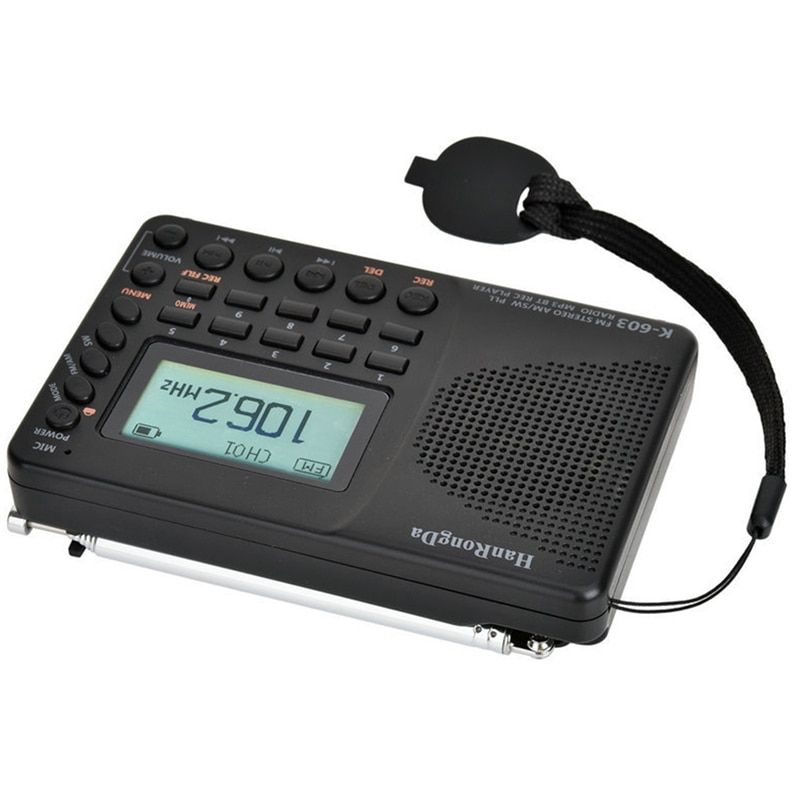 K-603 Full Band Radio Bluetooth FM AM SW Portable Pocket Radios MP3 Digital REC Recorder Support Micro-SD Card