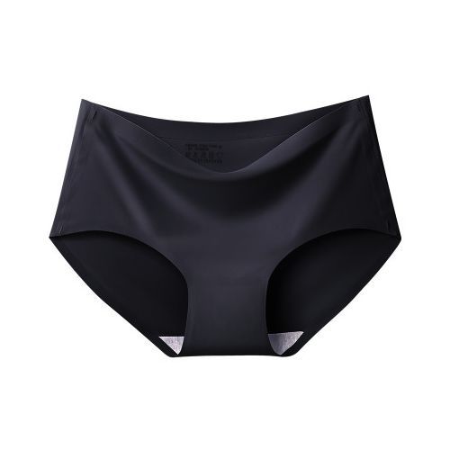 Women Seamless Underwear Large Size Panties Silk Satin Lingerie Breathable Comfort Briefs Hot Sale Skin_Friendly Underpants(#black)