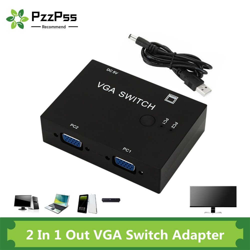 2 In 1 Out VGA Switcher 2 Port VGA Switch Box VGA For Consoles Set-top Boxes 2 Hosts Share 1 Display Notebook Projector