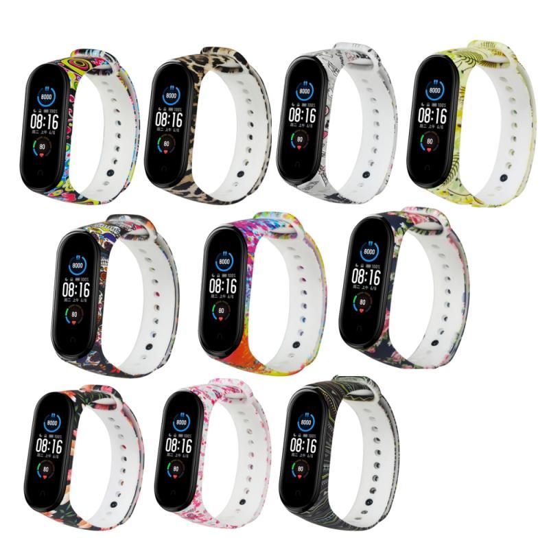 For Mi Band 5 Strap Replacement Wristband For Xiaomi Miband 5 Universal Silicone Colorful Flowers Wrist Strap For Mi5 Belt New