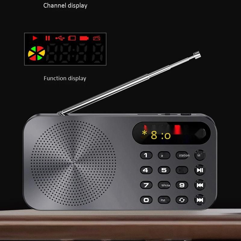 Q6 Multi-function Fm Radio 3600mah Battery Rechargeable Led Digital Display Radio With Flashlight Lighting Function With Box