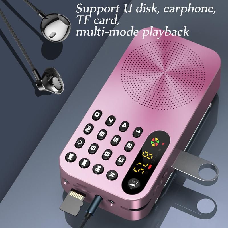 Q6 Multi-function Fm Radio 3600mah Battery Rechargeable Led Digital Display Radio With Flashlight Lighting Function With Box