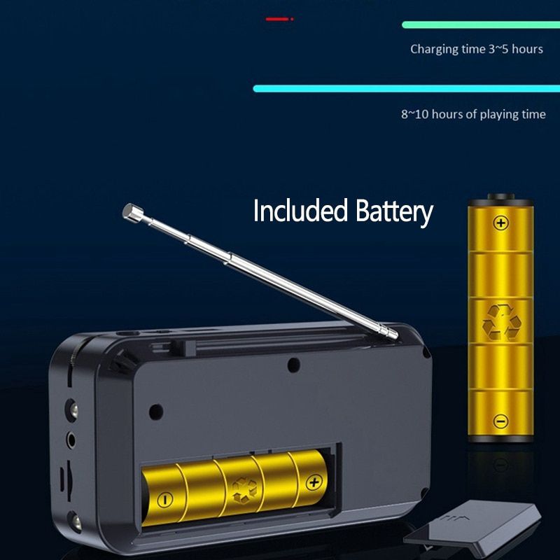 Q6 Multi-function Fm Radio 3600mah Battery Rechargeable Led Digital Display Radio With Flashlight Lighting Function With Box