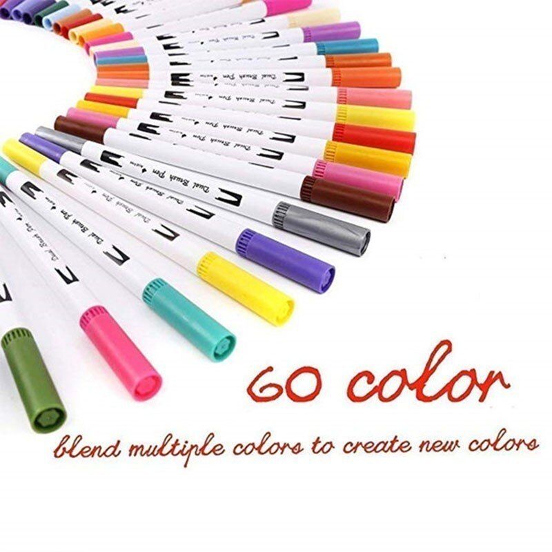 24/60/100 Fineliner Drawing Marker Dual Tip Art Marker Watercolor Brush Pen Animation Manga Sketch Drawing Watercolor Brush Pen
