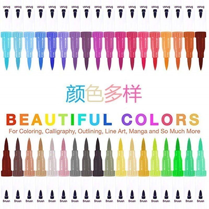 24/60/100 Fineliner Drawing Marker Dual Tip Art Marker Watercolor Brush Pen Animation Manga Sketch Drawing Watercolor Brush Pen