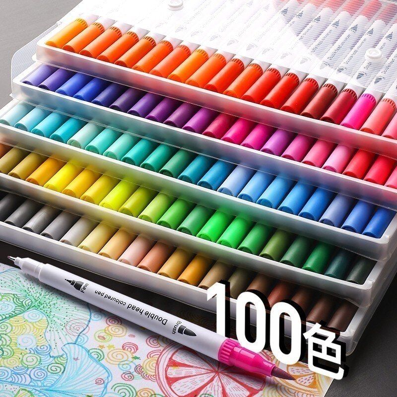 24/60/100 Fineliner Drawing Marker Dual Tip Art Marker Watercolor Brush Pen Animation Manga Sketch Drawing Watercolor Brush Pen