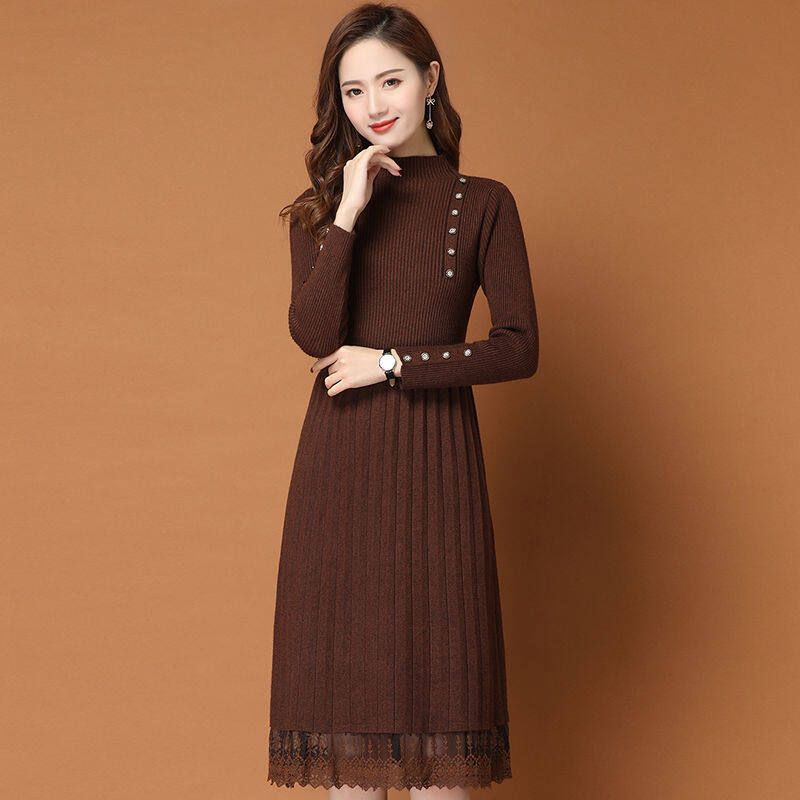 2021 The New Thickened Sweater Woolen Dress In Autumn And