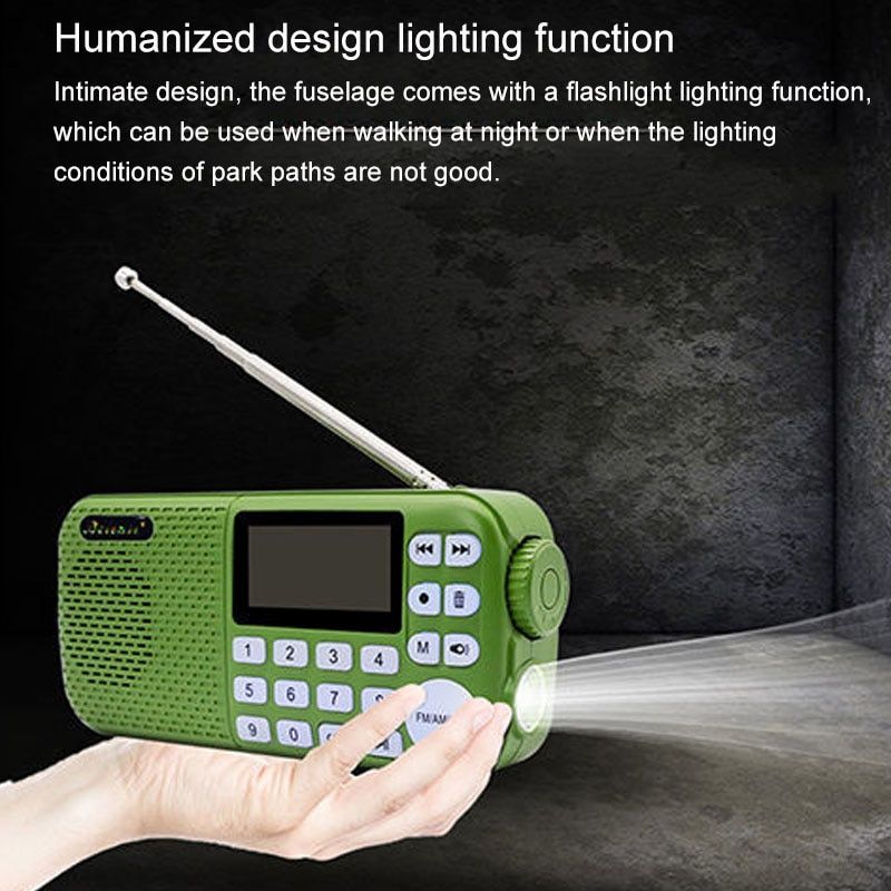 Portable FM AM SW Radio Receiver Bluetooth Speaker MP3 Music Player With LED Flashlight Support TF Card USB AUX Recording Delete