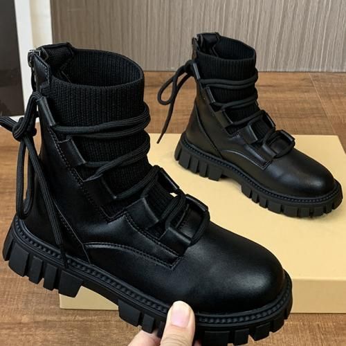 Girls Boots Fashion Children's Leather Short Boots-XHXL-218/Black