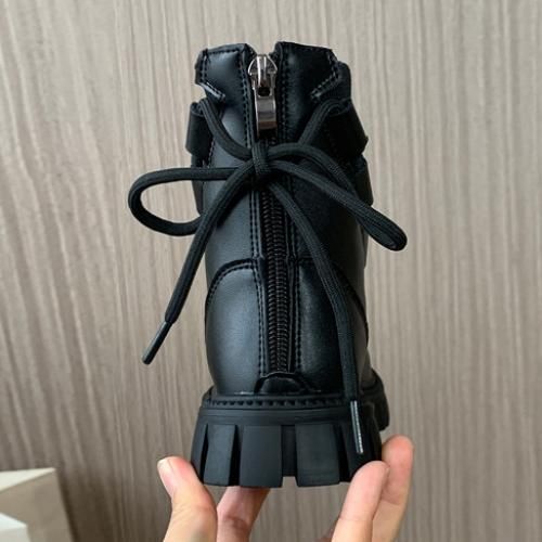 Girls Boots Fashion Children's Leather Short Boots-XHXL-218/Black