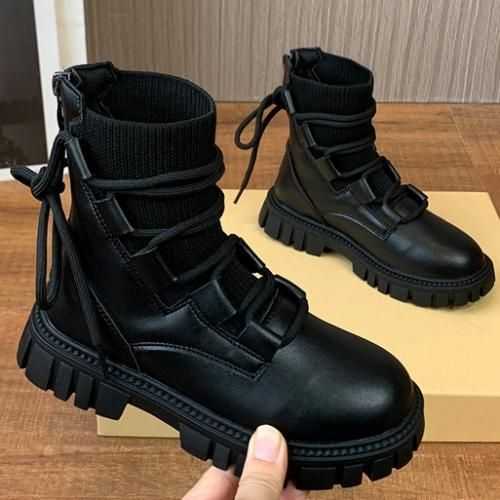 Girls Boots Fashion Children's Leather Short Boots-XHXL-218/Black