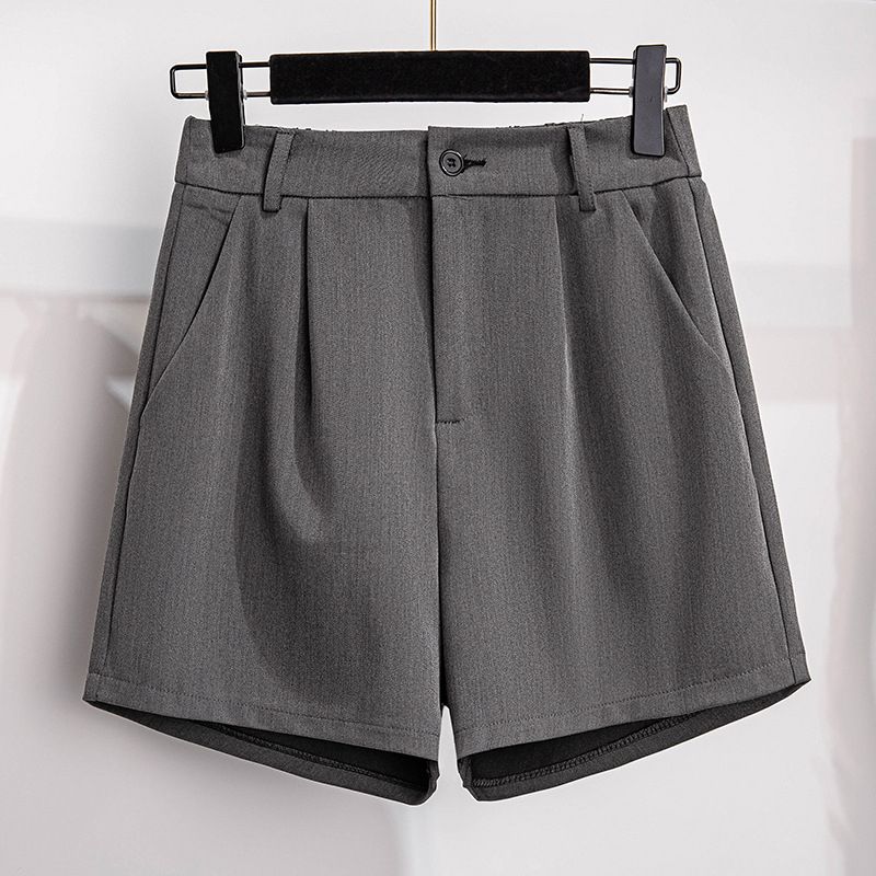 (Black)150Kg Plus Size Women's Summer High Waist Suit Five Points Loose Wide Leg Pants Black Gray Hip 150cm 5XL 6XL 7XL 8XL 9XL SAB