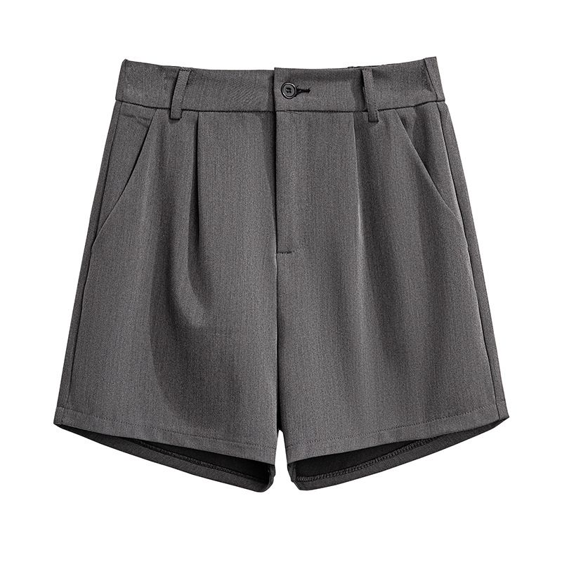 (Black)150Kg Plus Size Women's Summer High Waist Suit Five Points Loose Wide Leg Pants Black Gray Hip 150cm 5XL 6XL 7XL 8XL 9XL SAB